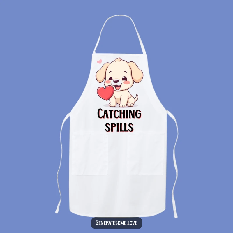 Funny Puppy Heart Catch Apron: Cook with Pups & Personality Gift