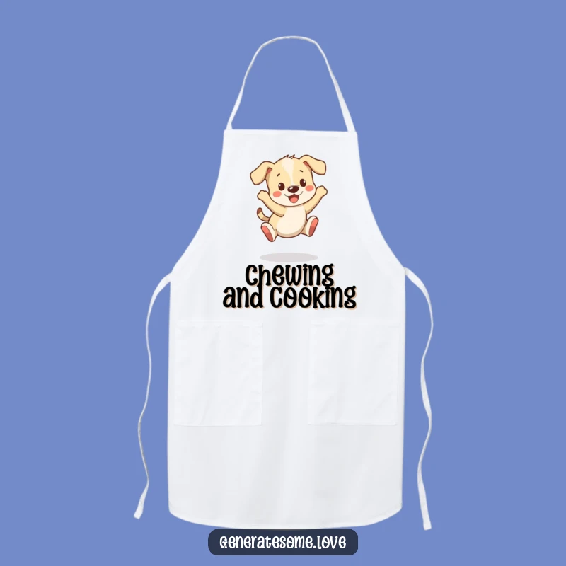 Funny Puppy Bounce Apron: Cook with Playfulness and Energetic Character Style