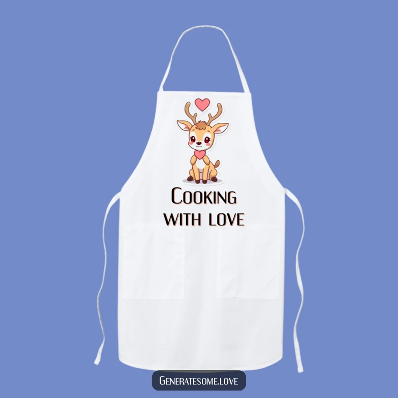 Funny Deer Heart Apron: Antler Romance, Kitchen Love Apron