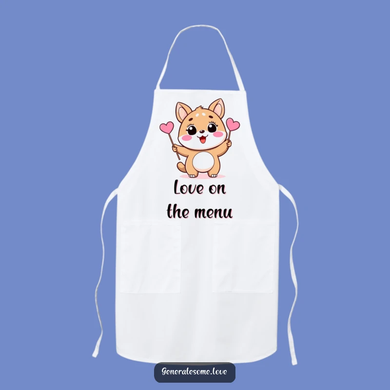 Funny Animal Heart Flag Apron: Cook with Love & Laughter in This Cute Design!