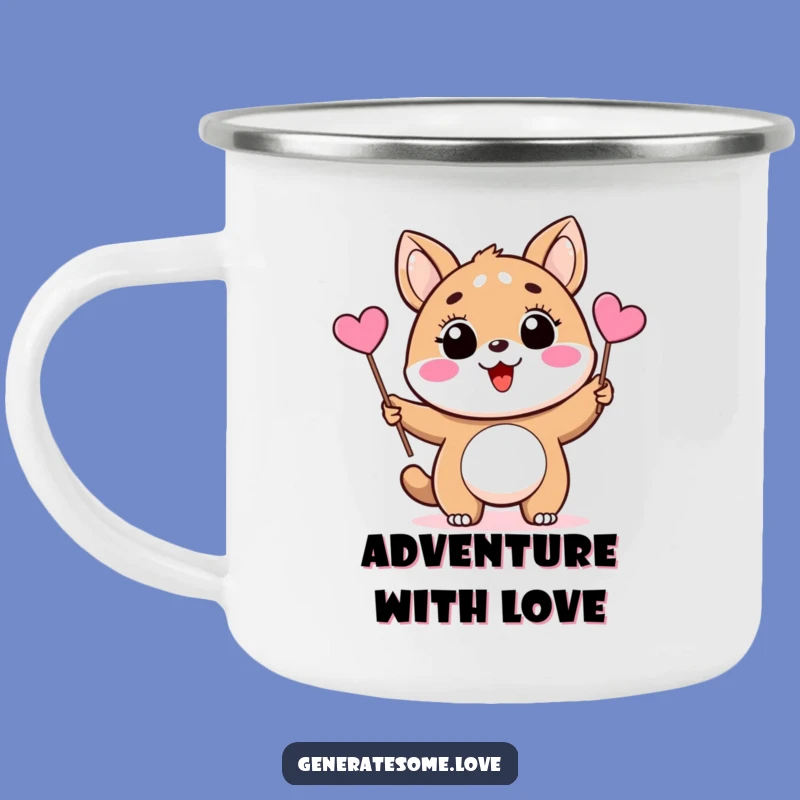 Funny Animal Heart Flag Camping Mug: Adventure with Love & Warm Drinks!