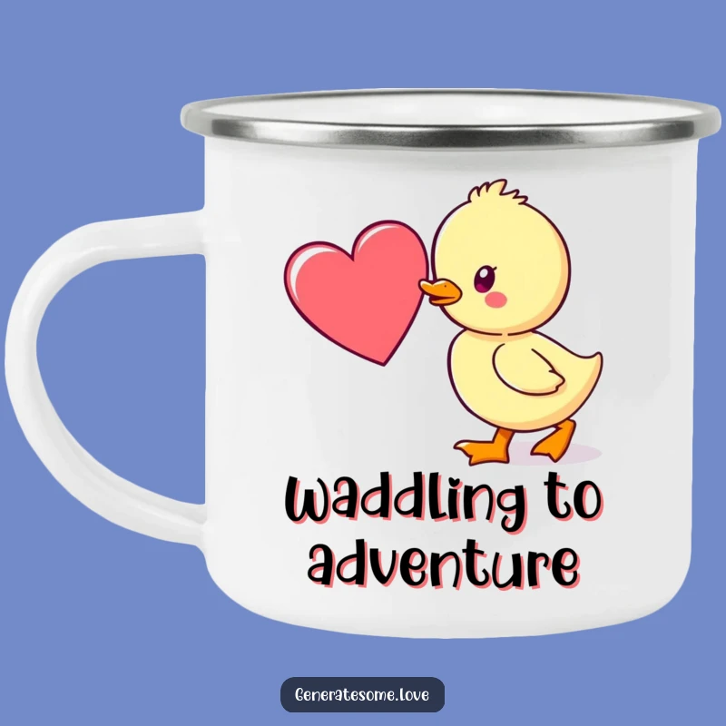 Funny Duckling Heart Camping Mug: Adventure Towards Love
