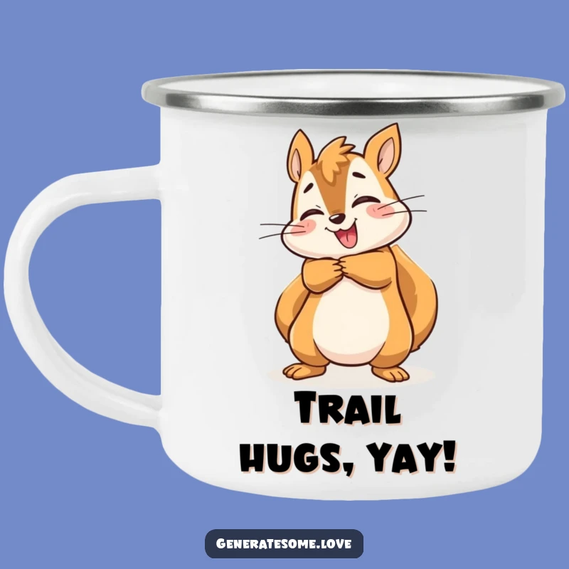 Funny Energetic Squirrel Hug Camping Mug: Adventure with Joyful Energy