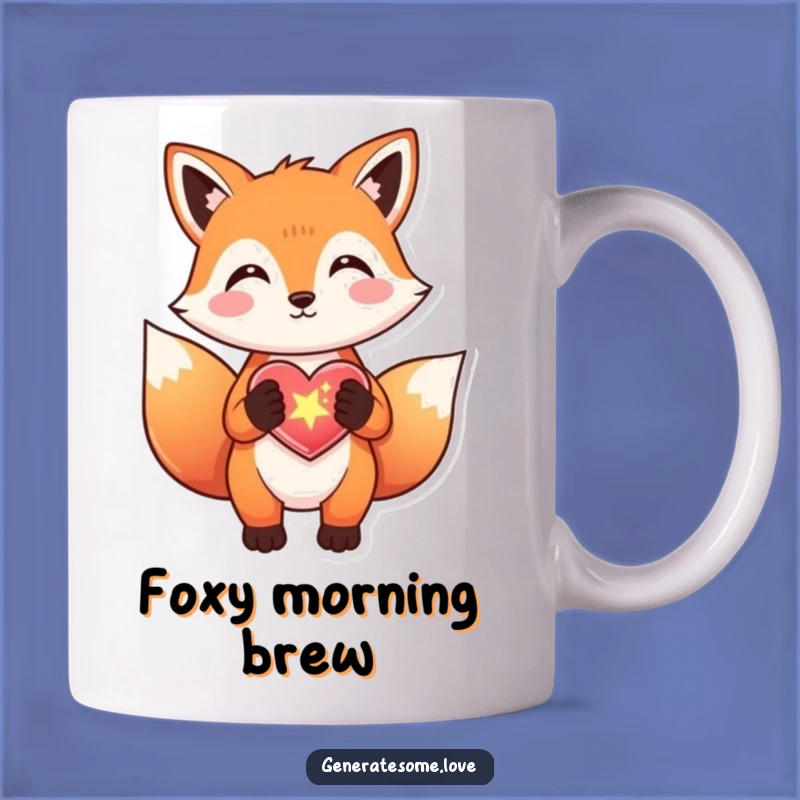 Funny Fox Sparkle Heart Mug - Whimsical Animal Gift