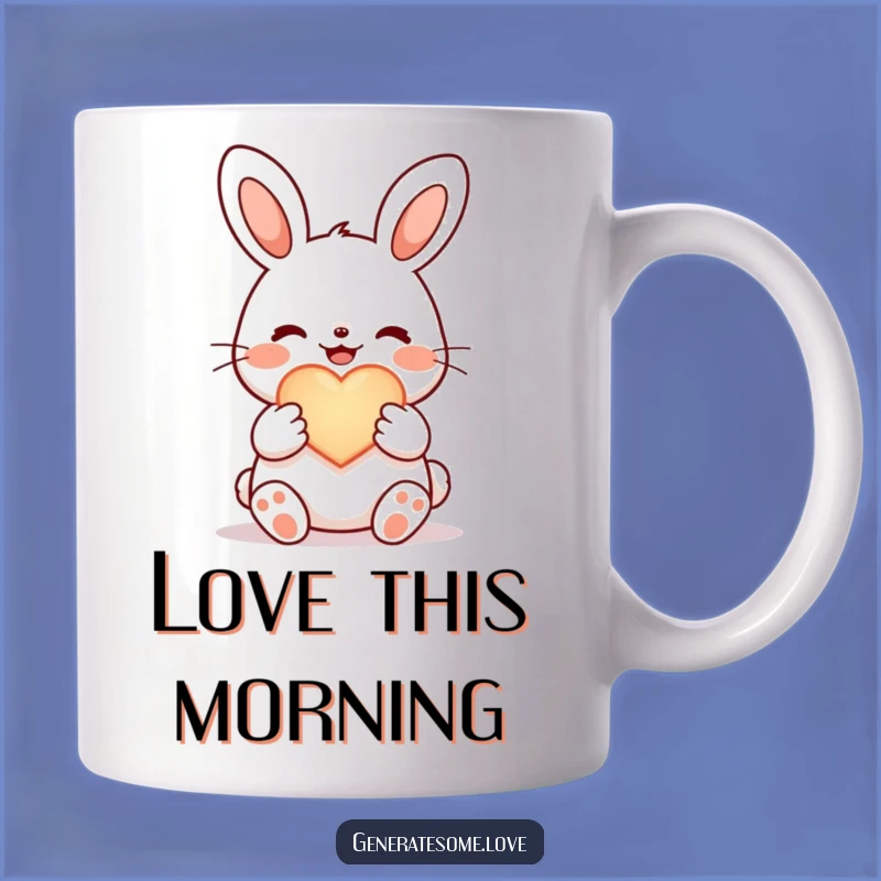 Funny Joyful Bunny Mug: Glowing Heart Love, Sweet Gift