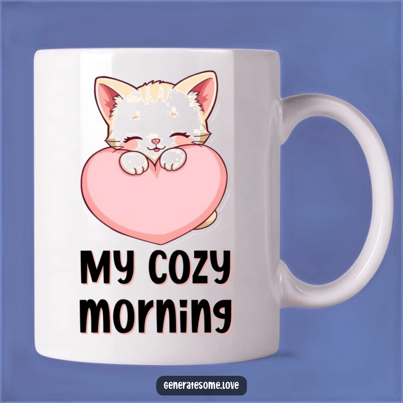Funny Kitten Mug: Cozy Heart Snuggles, Adorable Gift