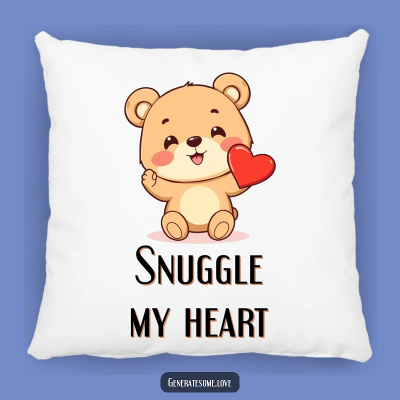 Funny Bear Cub Heart Pillow: Cozy Comfort and Cheerful Character Love Accent