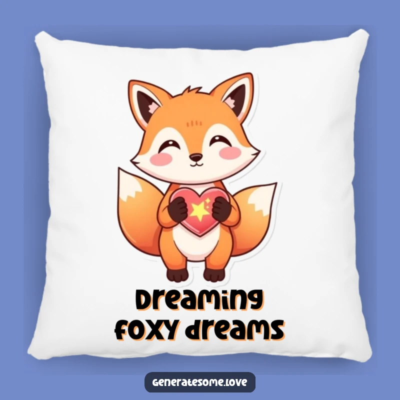 Funny Fox Sparkle Heart Pillow - Soft & Whimsical Comfort Gift