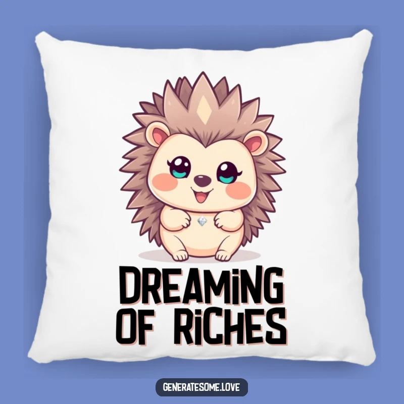 Funny Happy Hedgehog Gem Pillow: Snuggle Up with Precious Humor