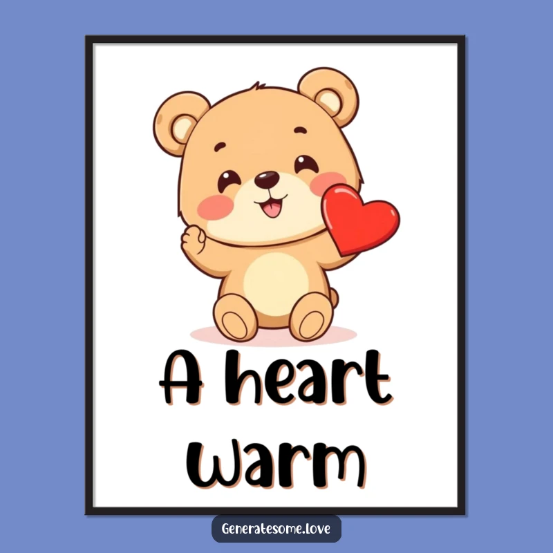 Funny Bear Cub Heart Digital Art: Instant Sweet Decor with Cheerful Character