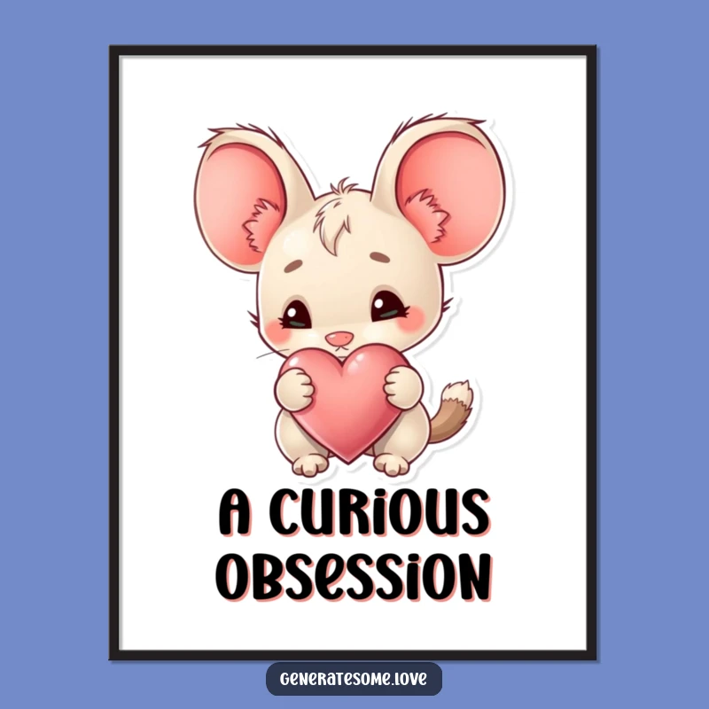 Funny Big Ear Creature Heart Digital Art: Instant Curiosity for Your Decor