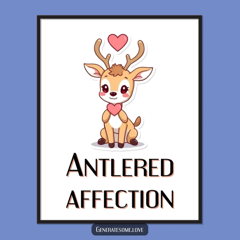 Funny Digital Art: Deer Heart Antlers, Instant Romantic Decor