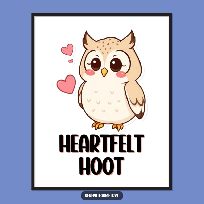 Funny Digital Art: Owl Heart Hoot, Instant Whimsical Decor