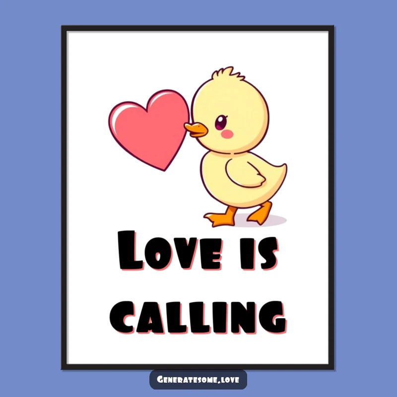Funny Duckling Heart Digital Art: Instant Love Decor
