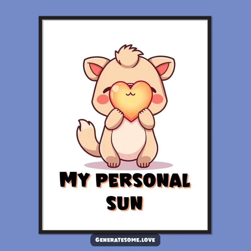 Funny Hopeful Animal Digital Art: Instant Glowing Heart Inspiration for Walls