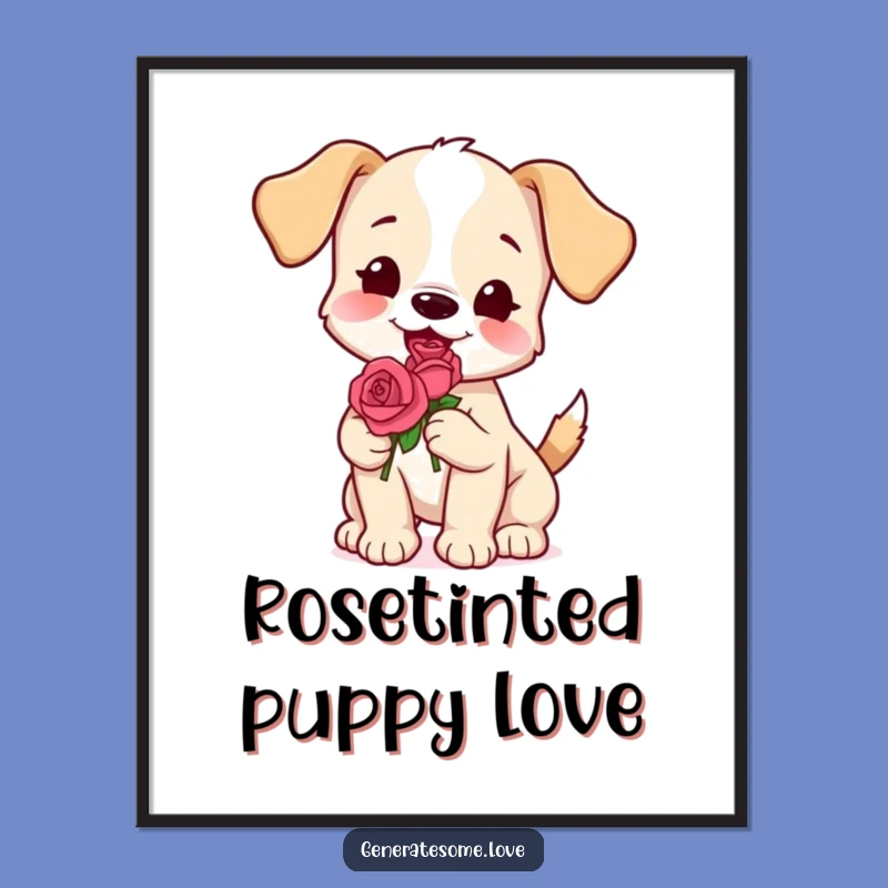 Funny Puppy Rose Digital Art - Instant Dog Lover Gift Download