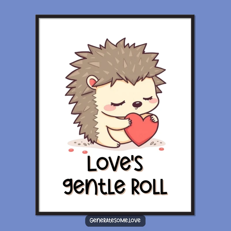 Funny Sleepy Hedgehog Digital Art - Adorable Heart Rolling Downloadable Gift