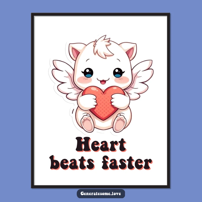 Funny Winged Creature Heart Digital Art: Instant Enchantment for Your Decor
