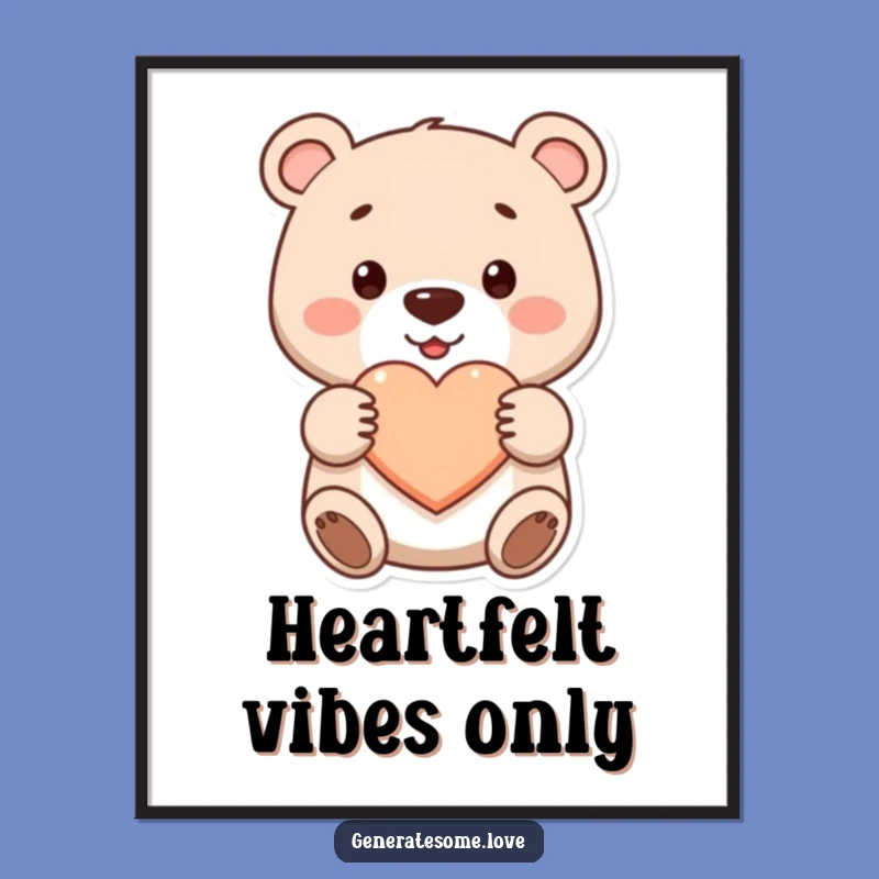 Funny Cute Bear Heart Digital Art - Instant Love & Smiles Download