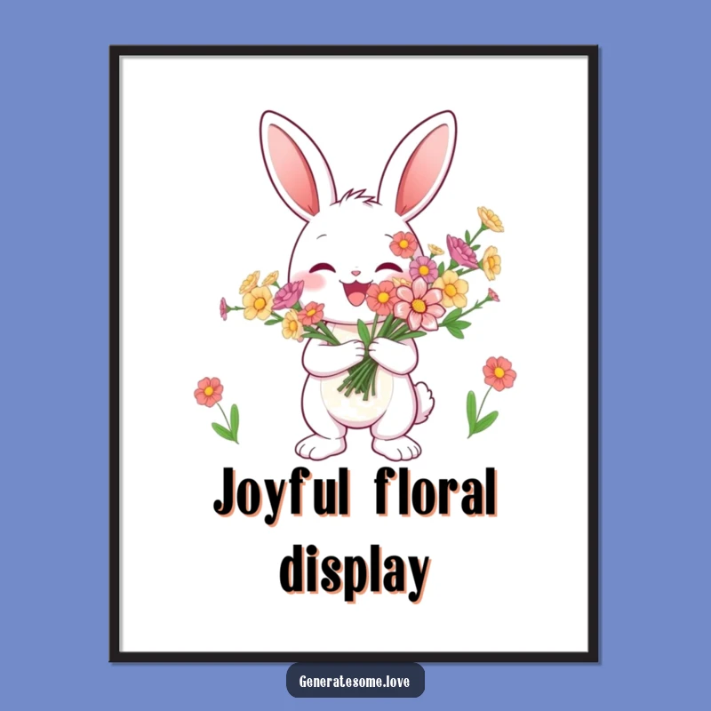 Funny Bunny Flower Digital Art - Instant Spring Joy Download
