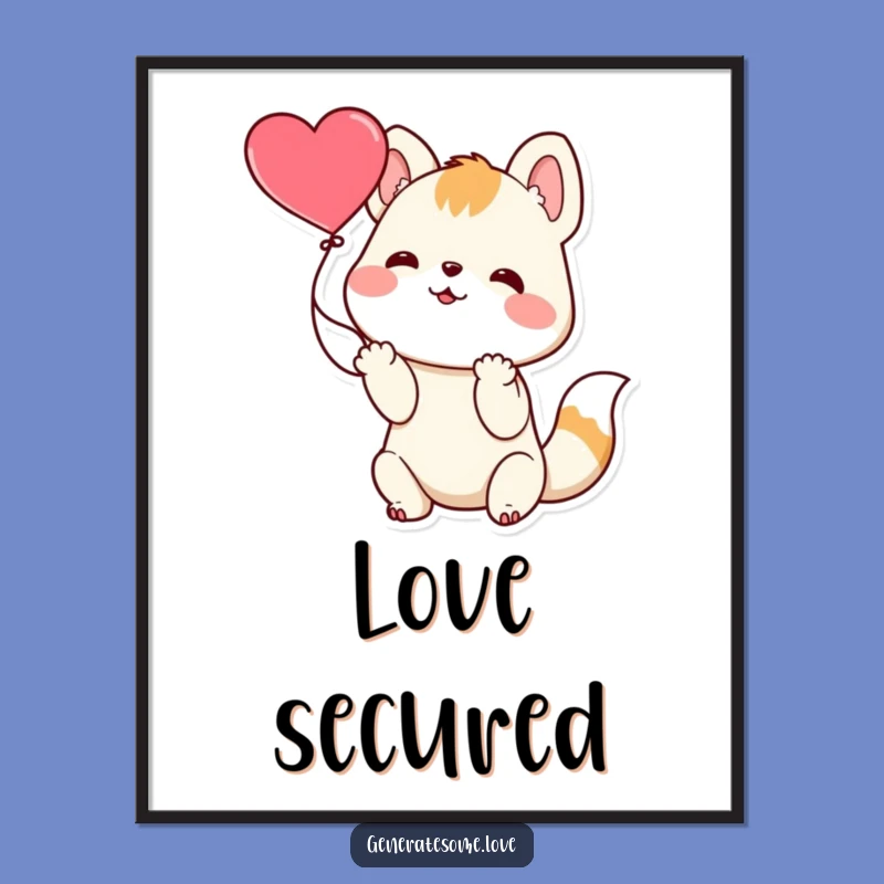 Funny Playful Animal Heart Digital Art: Instant Playful Decor