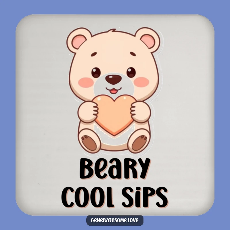 Funny Cute Bear Heart Coaster Set - Protect Surfaces With Love