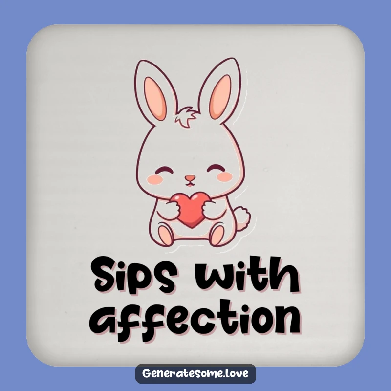 Funny Bunny Heart Coaster: Protect Surfaces with Darling Character Sweetness Flair