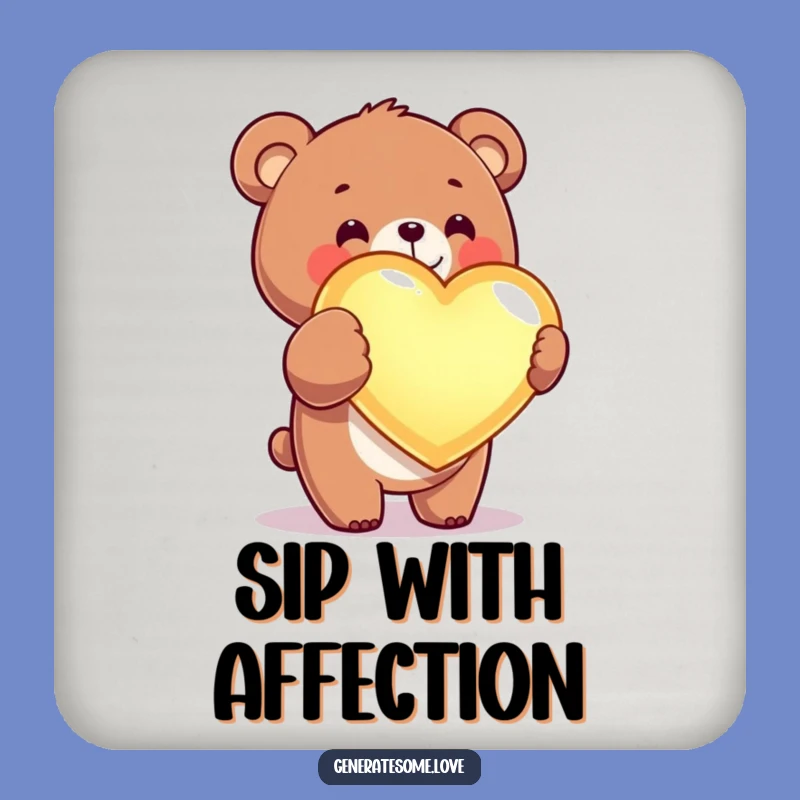 Funny Kawaii Bear Coaster: Protect Surfaces with Love