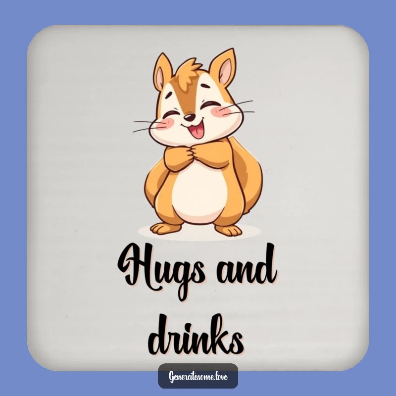 Funny Energetic Squirrel Hug Coaster: Protect Surfaces with Joy