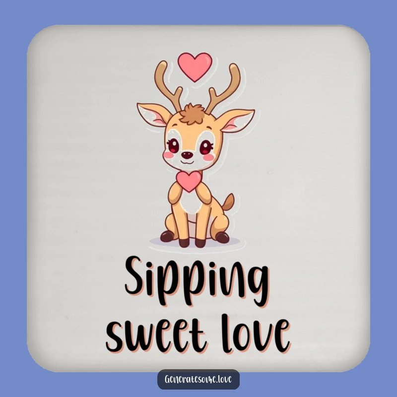 Funny Coasters: Deer Heart Antlers, Protect Surfaces with Love