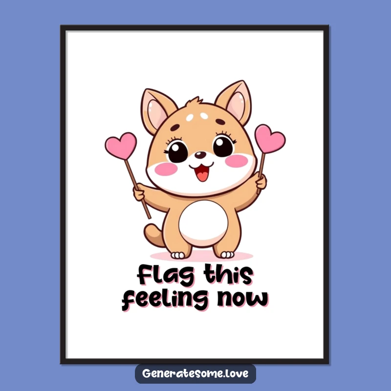 Funny Animal Heart Flag Poster: Brighten Your Walls with This Cheerful Art!