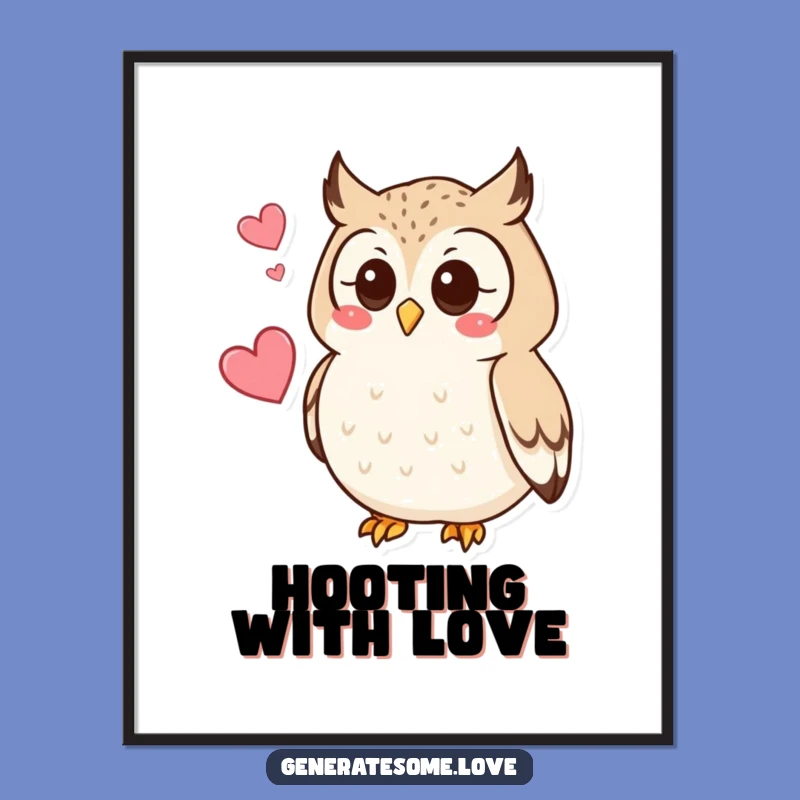 Funny Owl Heart Poster: Curious Hoot Art, Whimsical Wall Decor