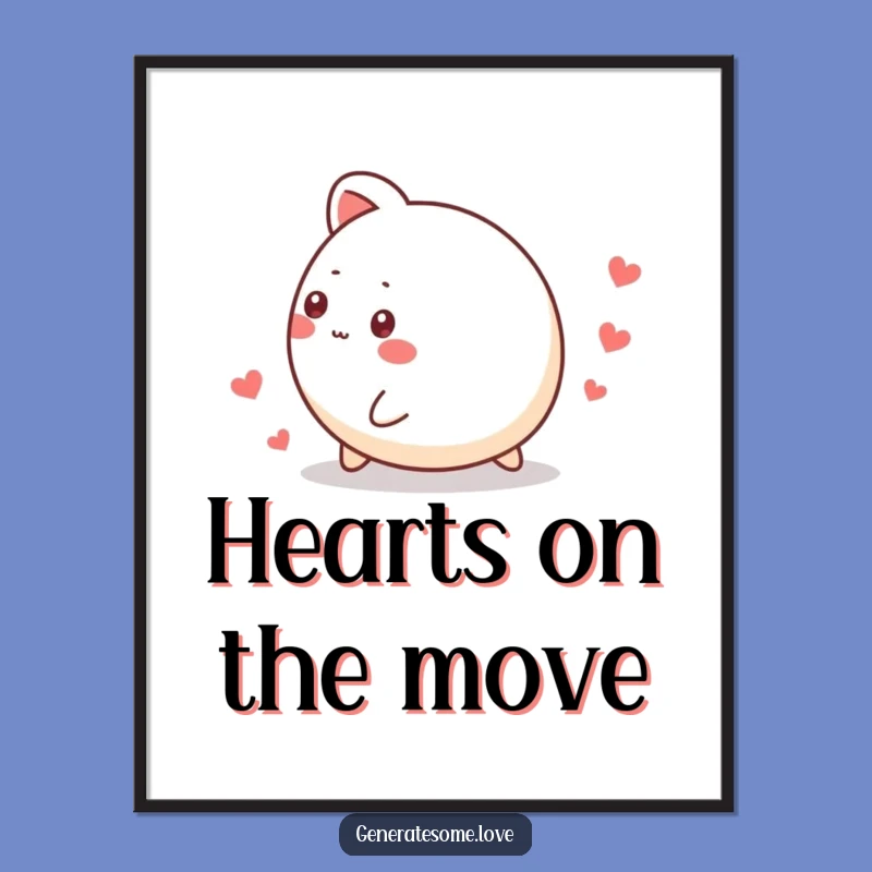 Funny Rolling Animal Heart Trail Poster: Adorable Wall Art & Hilarious Gift