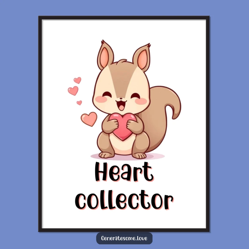Funny Squirrel Heart Poster: Happy Wall Art for Joyful Spaces