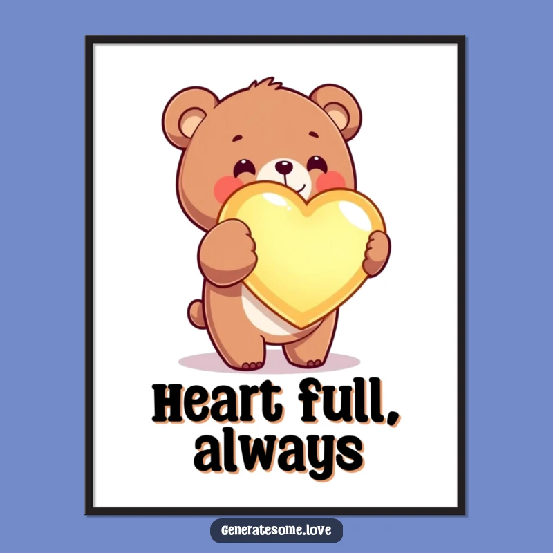 Funny Kawaii Bear Poster: Spread Love with Adorable Art