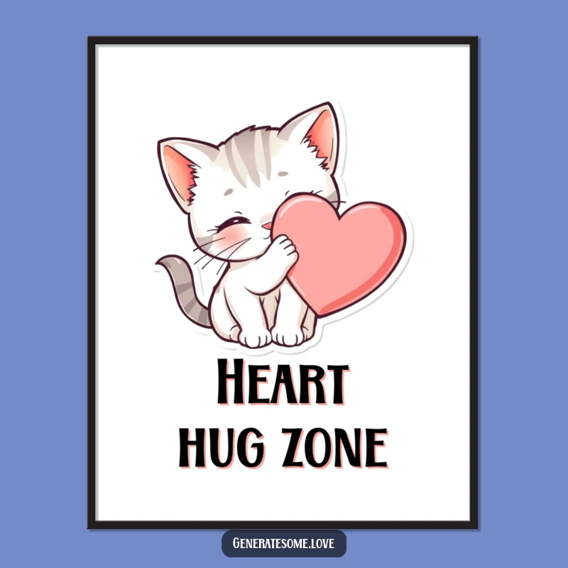 Funny Kitten Heart Poster - Whimsical Cat Lover Wall Art