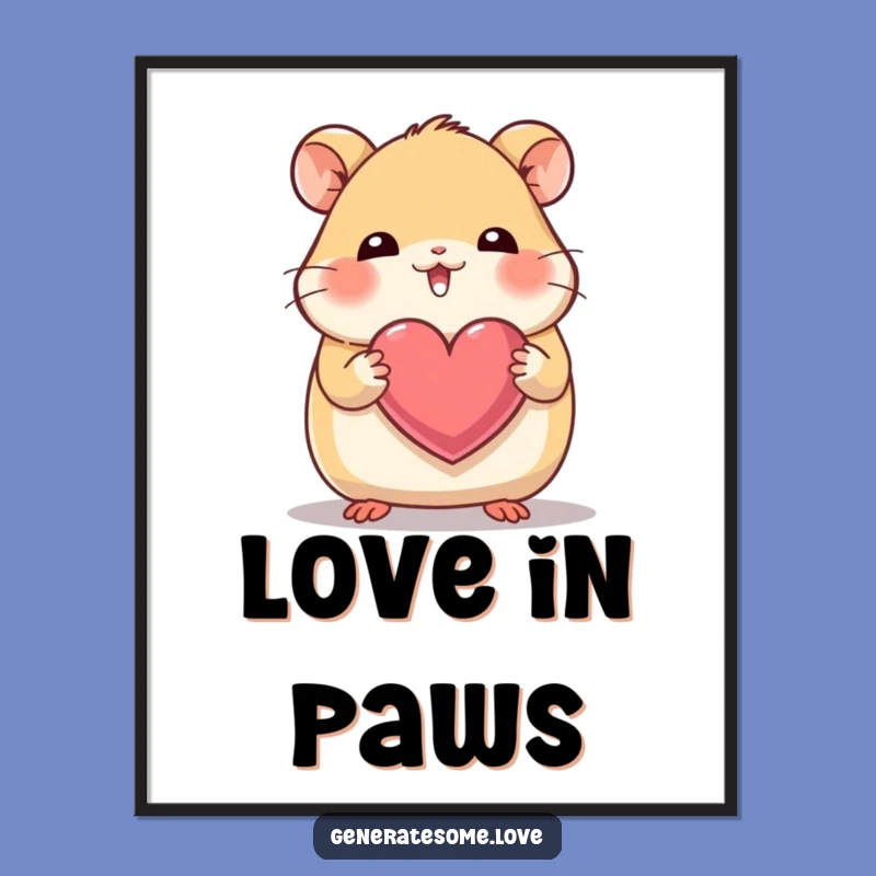 Funny Hamster Heart Poster: Tiny Paws Art, Cute Wall Decor