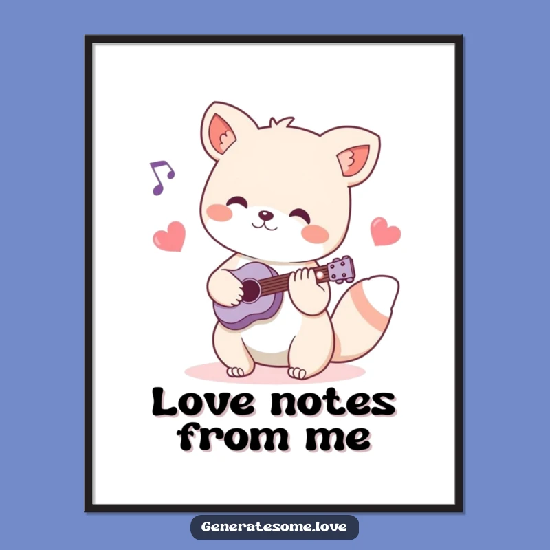 Funny Animal Musician Poster: Heart Note Art for a Harmonious Space