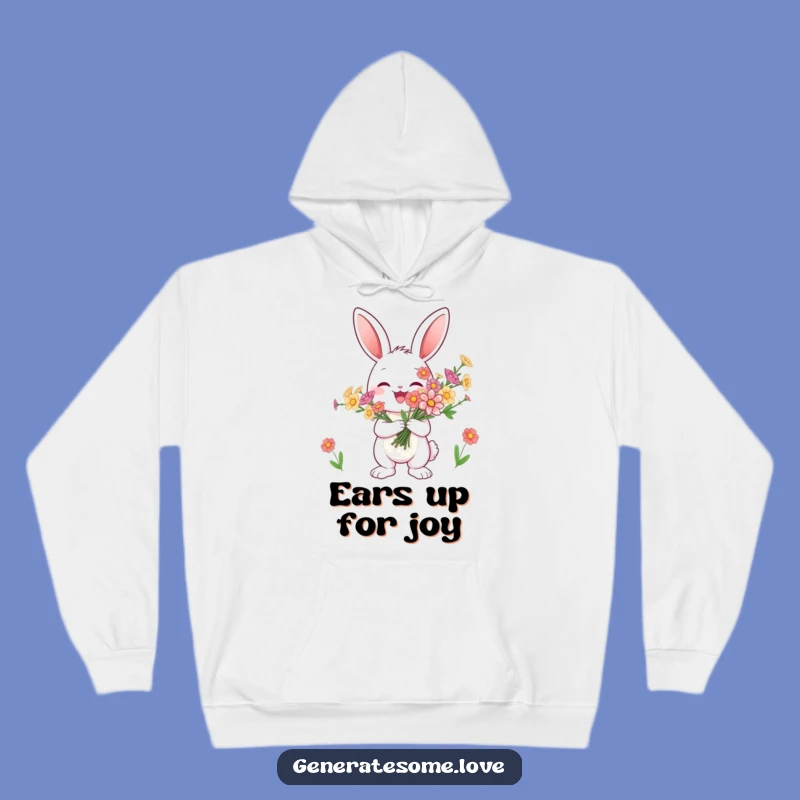Funny Bunny Flower Hoodie - Cozy & Cheerful Spring Apparel