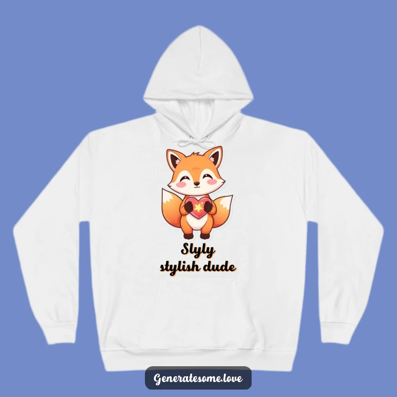 Funny Fox Sparkle Heart Hoodie - Cozy & Whimsical Apparel