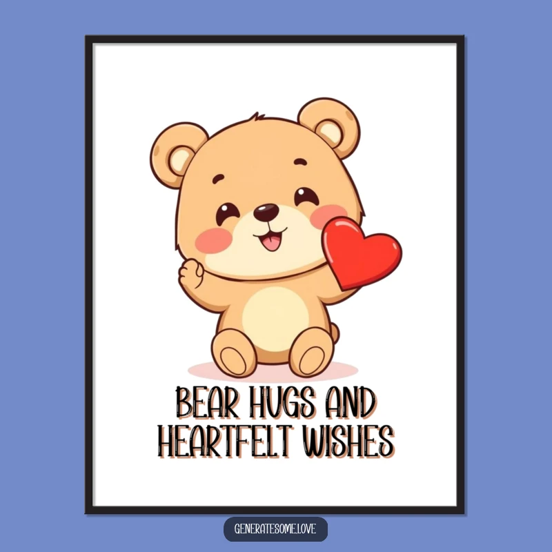 Free Printable Wall Art: Bear Cub Heart Funny Downloadable Art for Cute Decor