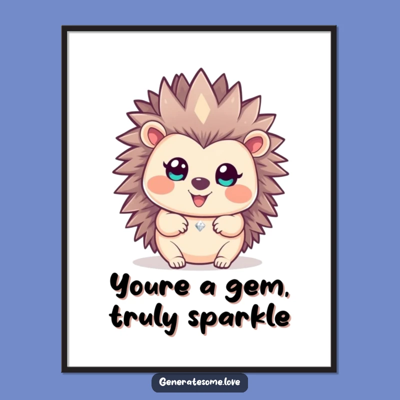 Free Printable Hedgehog Gem Poster: Cute & Sparkling Animal Art for Walls