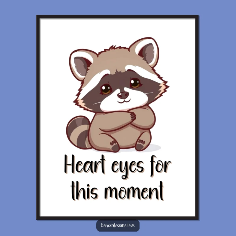 Free Printable Raccoon Heart Peek Poster: Whimsical Animal Art for Your Home