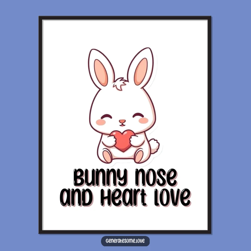 Free Printable Wall Art: Bunny Heart Nudge Funny Downloadable Art for Cute Decor
