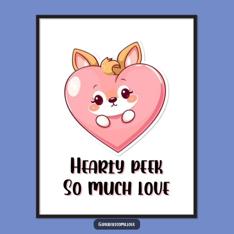 Free Printable Wall Art: Curious Animal Heart Peek, Funny Downloadable Decor for Playful Spaces