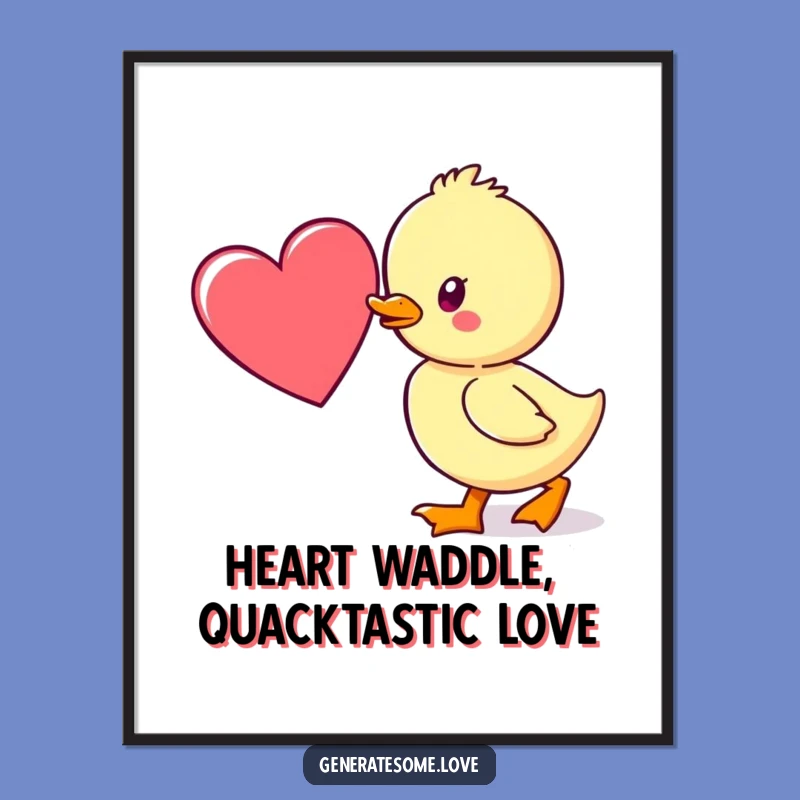 Free Printable Wall Art: Duckling & Heart - Cute Kawaii Downloadable Decor