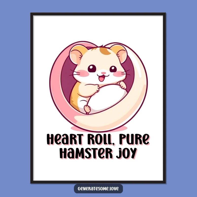 Free Printable Wall Art: Hamster Heart Ball - Funny Kawaii Downloadable Decor