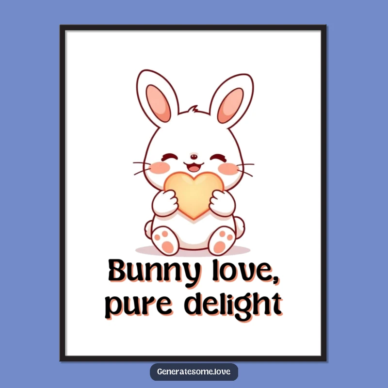 Free Printable Wall Art: Joyful Bunny with Heart, Whimsical & Funny Downloadable Decor for Sweet Spaces