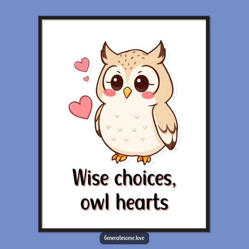 Free Printable Wall Art: Owl with Heart, Enchanting Downloadable Decor for a Peaceful Space