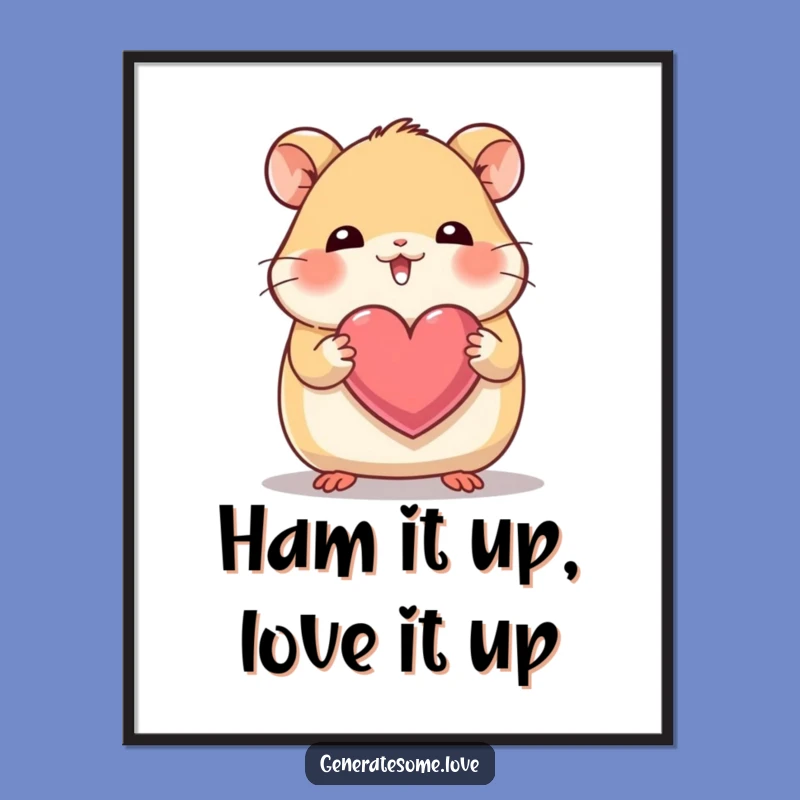 Free Printable Wall Art: Giggling Hamster with Heart, Cute Downloadable Decor for a Cheerful Space
